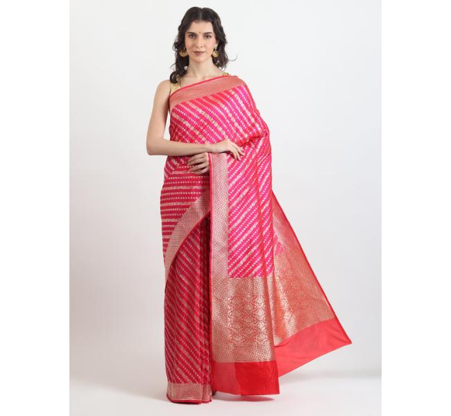 The Weavers Shop By Raavi Brocade Pure Katan Silk Handloom Banarasi Saree With Unstitched Blouse